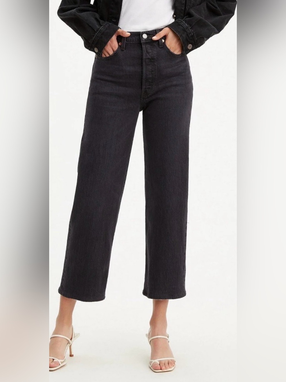 Levi's Women's Ribcage Black Straight Ankle Jeans